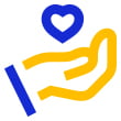 Representación gráfica de mano sosteniendo un corazón 
